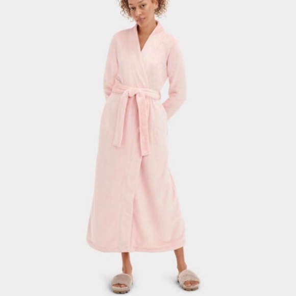 UGG Marlow Double Face Fuzzy Fleece Maxi Robe Soft Kiss Pink XS - Picture 11 of 16